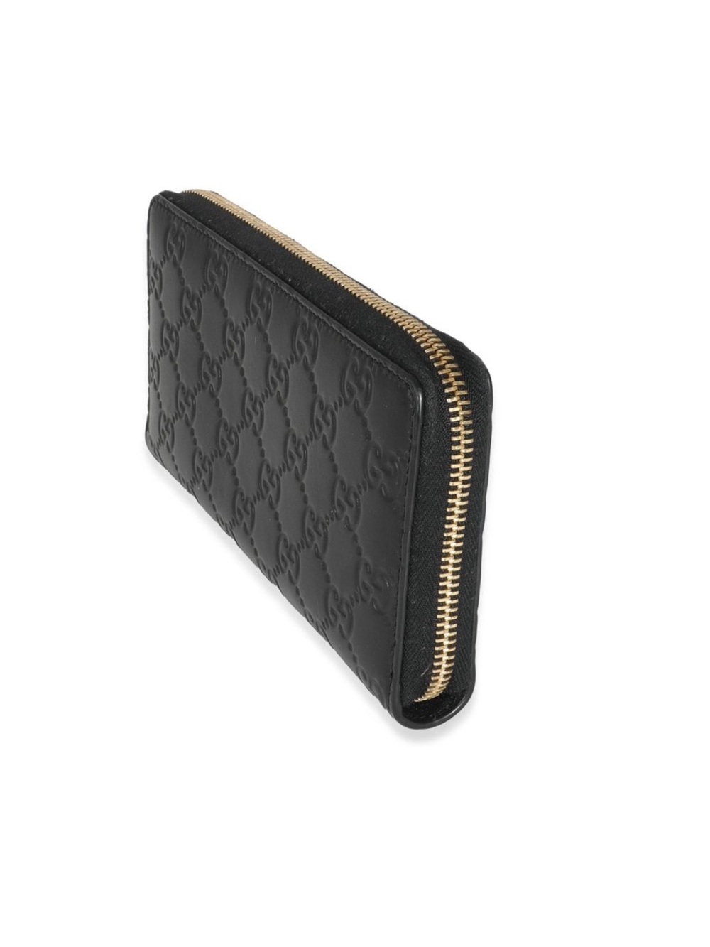 Gucci Black Embossed GG Zip Wallet with Gold Hardware - Picture 2 of 6